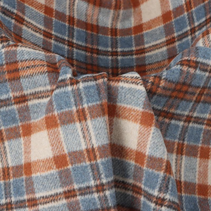 10% Wool Blend Plaid Fabric Women's Fashion Coat Cushion, 560g