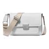Bradshaw Silver Hardware Snap Closure Leather Messenger Bag Crossbody Shoulder Bag Medium Women's Optical White