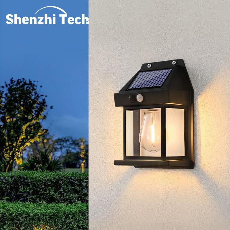 Motion Sensor Retro Tungsten Light Outdoor, LED Wall Lantern, Outdoor Wall Lamp for Garden, Courtyard, Park, Fence