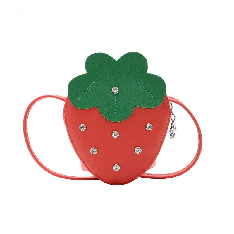1 Pcs Children's Small Bag Strawberry Crossbody Bag Cute Little Girl Zero Wallet Versatile Fashion Shoulder Bag Trend