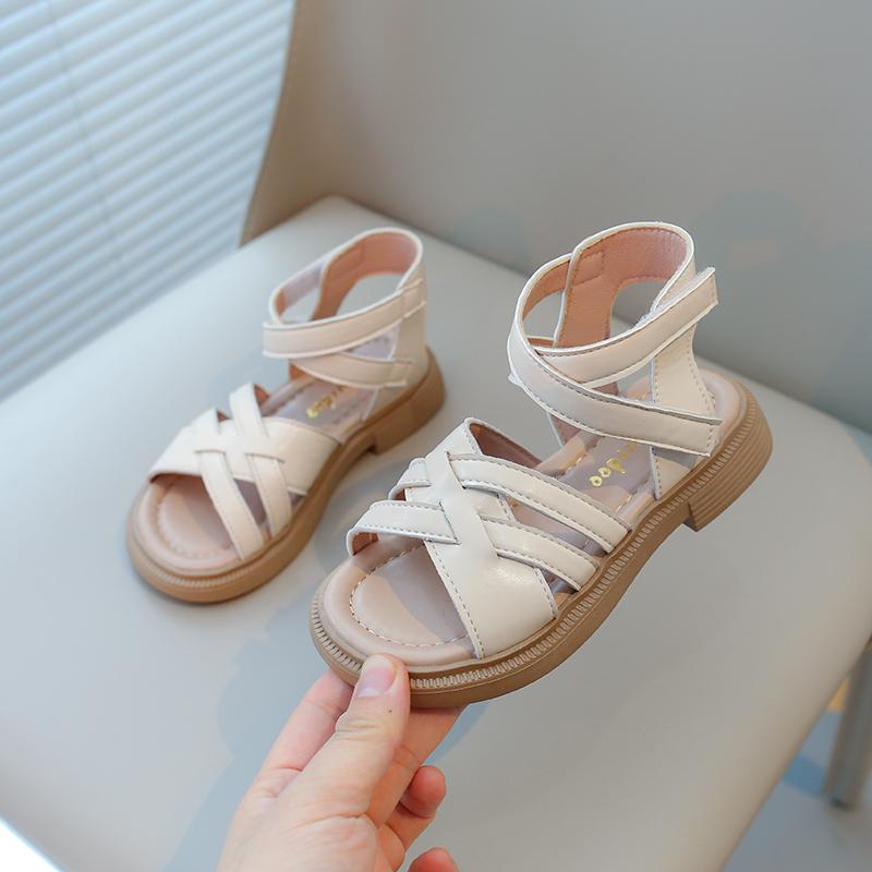 Girls Gladiator Sandals 2024 Summer New Kids Beach Shoes Bohemian Style Weave Design Open Toes Children's Princess Sandals 26-36