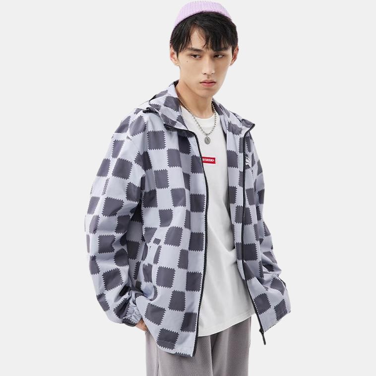 Sprayground Windbreaker Hooded Loose Casual Checkered Jacket Men jackets W0831103