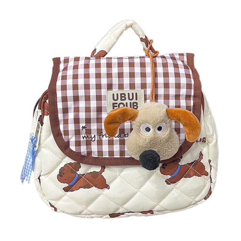 

Puppy Printed Dog Checkered Pattern Children Backpack Suitable Children Parent S