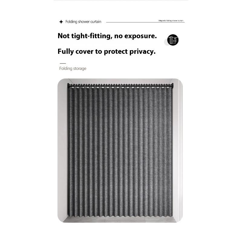 Heavy Duty Magnetic Shower Curtain Linen Blend Anti-Mildew Water Repellent Weighted Hem Bath Partition Curtain Standard Shower