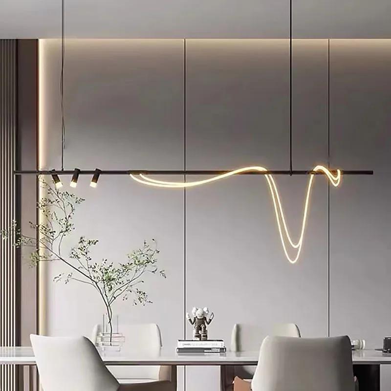 Nordic Hose LED Chandelier for Kitchen Dining Living Room Center Table Pendant Lights Minimalist Home Decor Suspension Fixture