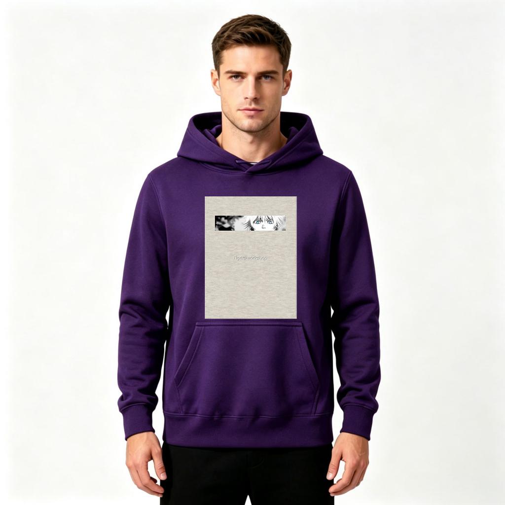 Men's Anime Eyes Graphic Print Pullover Hoodie Casual Long Sleeve Sweatshirt for Daily Wear