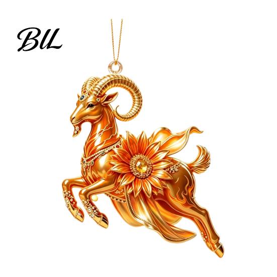 Lightweight Acrylic Hanging Pendants Galloping Goat Ornament, 2D Flat Pendant, New Year Holiday Celebration Trinkets Decoration for Christmas