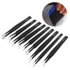 9/10pcs Curved/Straight Design Anti-Static Tweezers Durable Maintenance Tools  Soldering Craft