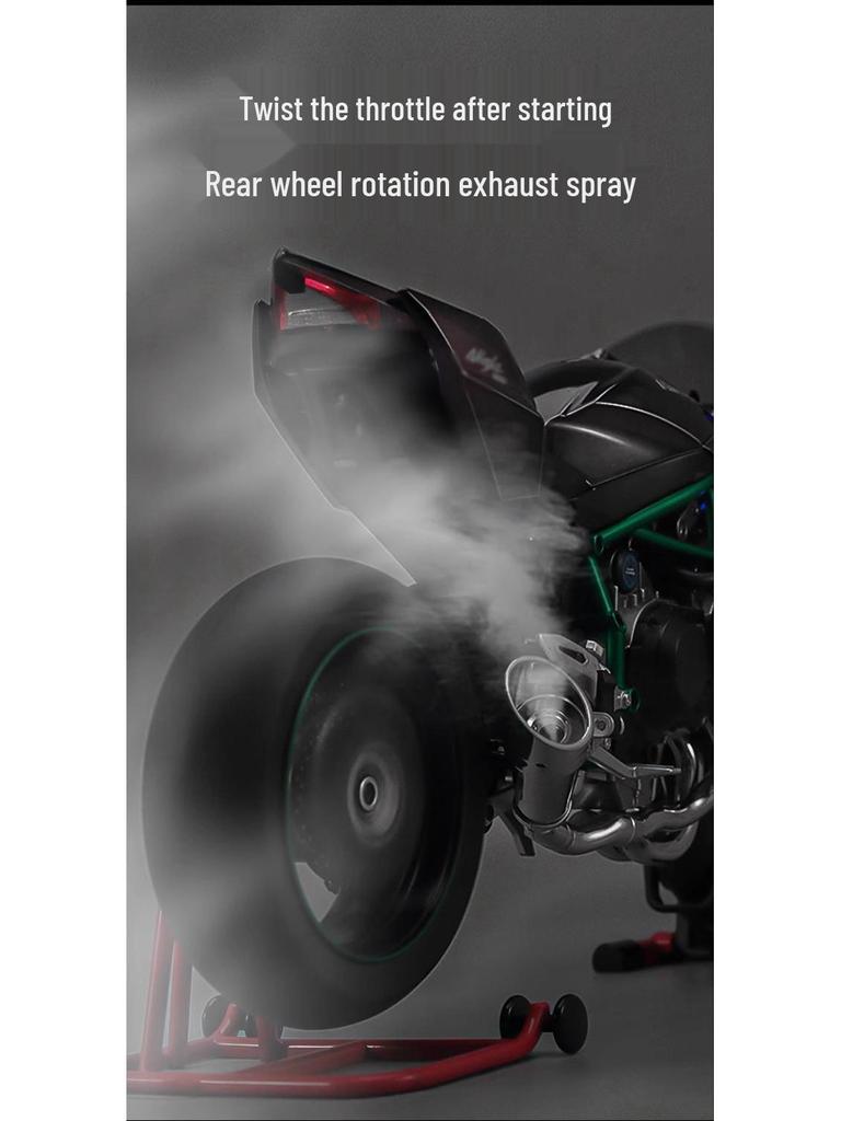XLG Key Start 1:6 Kawasaki H2R Motorcycle Model with Ignition, Spray, and Sound Effects.