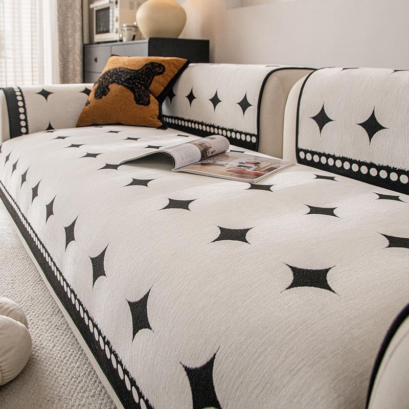 Straight Row Sofa Cushion  New Four-Season Universal Light Luxury High-End Sofa Cover Cloth Towel Non-Slip Leather Sofa Seat Cushion