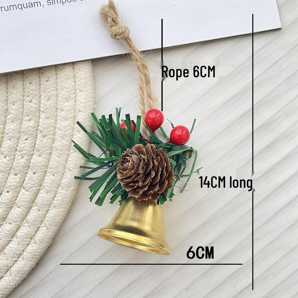 Red Berry Pine Cone Christmas Bell Pendant Ornament