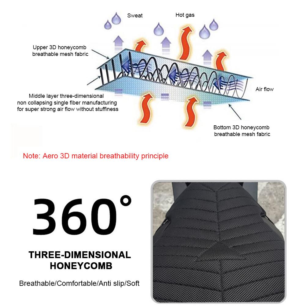 Motorcycle Seat Cushion Sunscreen Motorcycle Seat Cover Waterproof 3D Air Seat Cushion Cover Breathable Motorbike Accessories