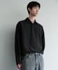 Relaxed Linen-Like Tunic Shirt [Black]