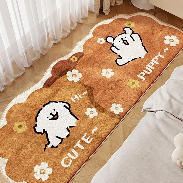 Cute Puppy Decorative Carpet Soft And Comfortable Bedroom Bedside Blanket Cooling Balcony Bay Window Anti-Slip Pad