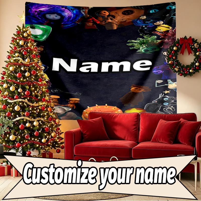 Custom Name Personalized Coraline Print Tapestry, Wall Art Decor, Bedroom, Dorm, Apartment, LivingRoom, Party Backdrop, Gift for Birthday