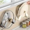 Drill-Free Rotating Suction Cup Organizer - Wall-Mounted Pot Lid Holder with Hooks, Versatile for Cutting & Chopping Boards