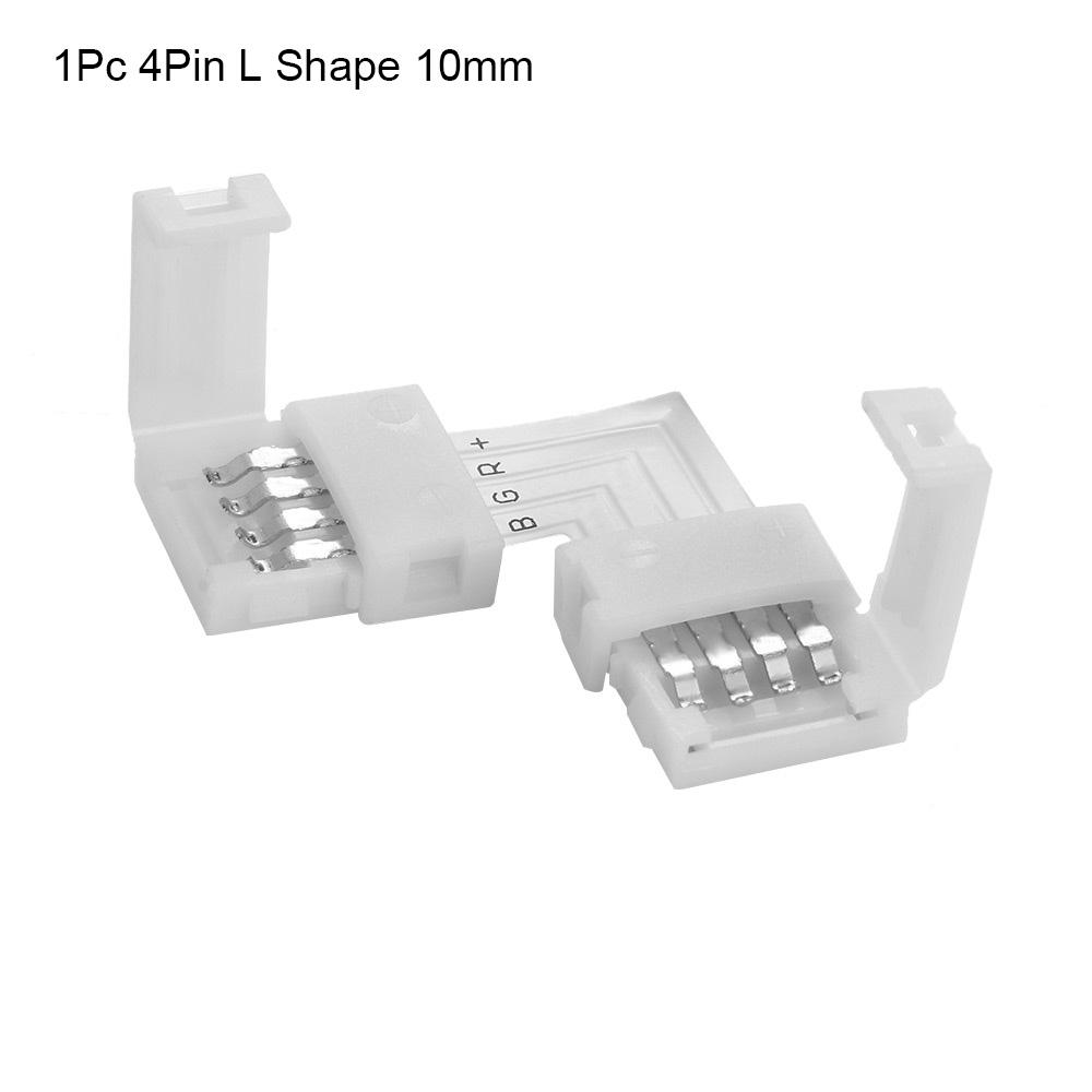Quality 10mm Connector 4 Pin L T Cross Shape PCB Solderless Corner Connector Strip Connector For RGB 3528 5050 Led Strip Light