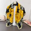 Ladies Korean version scarf sunscreen travel shawl large print square scarf silk scarf satin imitation silk flower scarf headscarf