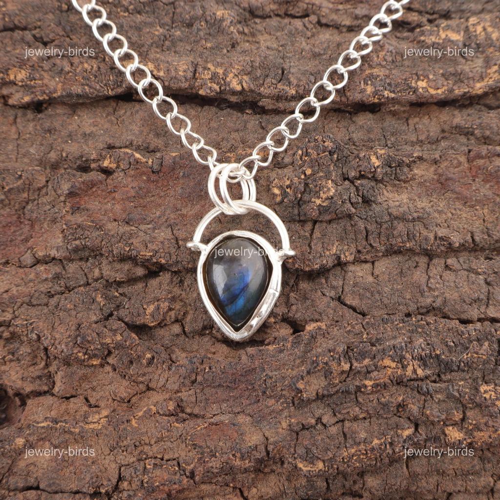 Mothers day Sale Pear Labradorite Stone 925 Silver Anniversary Pendant Jewelry PP-56-31