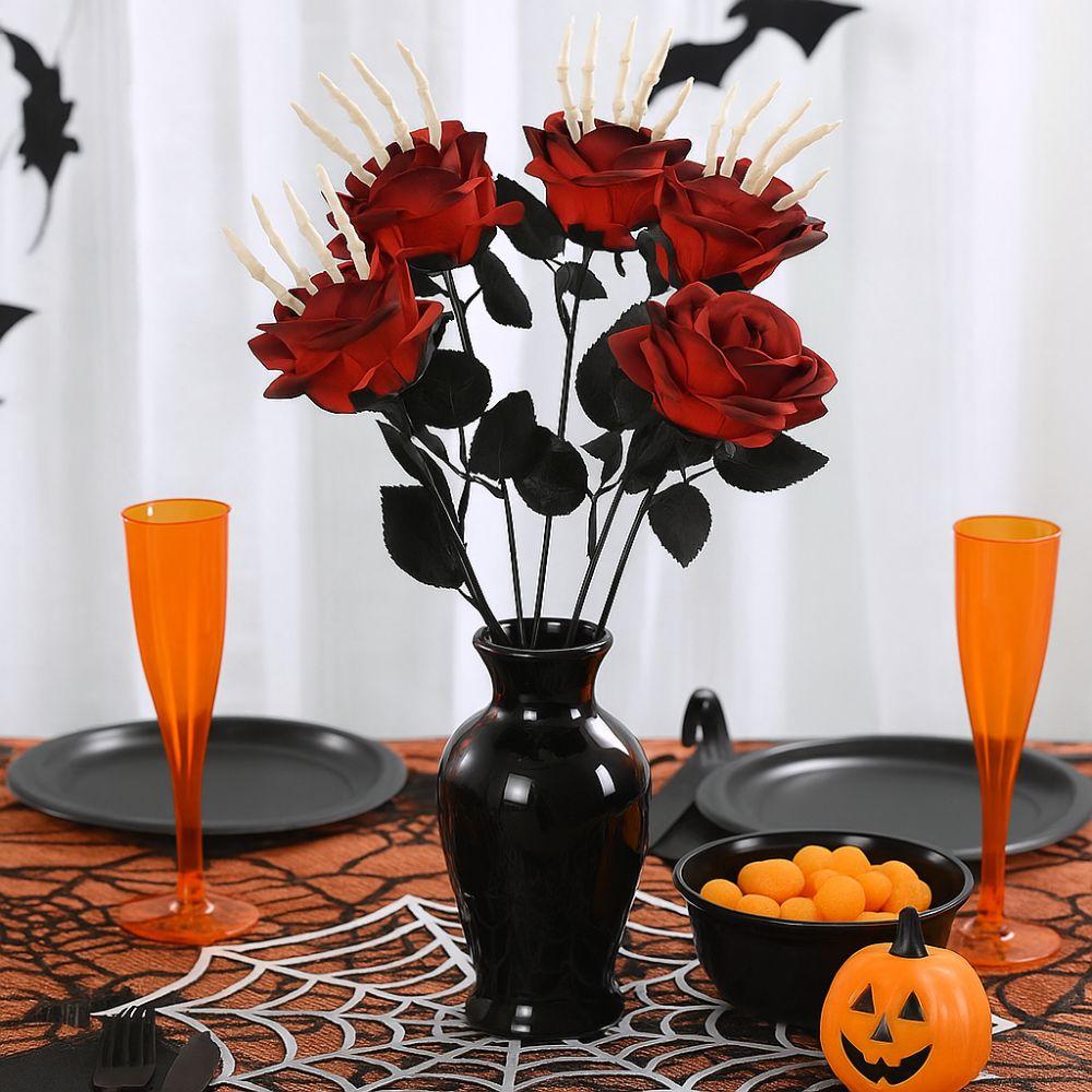 49cm Skeleton Hand Rose Bouquet Gothic Fake Flower Halloween Artificial Rose Ghost Festival