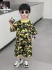 2026 Trendiges Silber-Camouflage Kurzarm-Sport-Zweiteiler-Set für Kinder