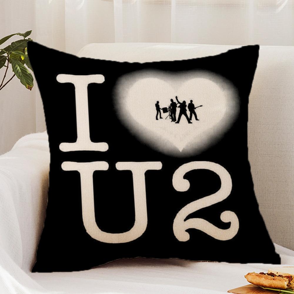 Rock Band U-U2 Cushion Cover Premium Comfort Reversible Pillow Cover - Dual - Use Design for Home & Car