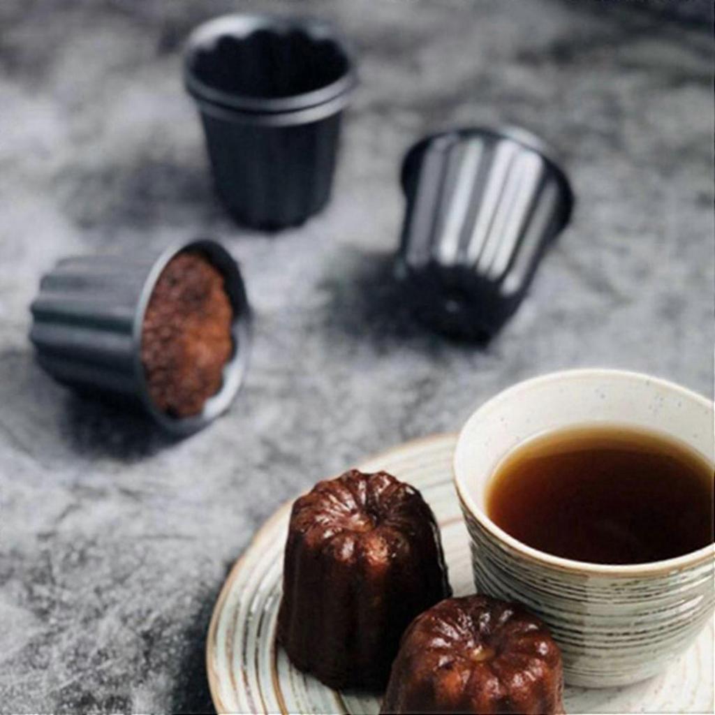 Canele Mold, Cannele Muffin Cup, 20Pcs Non-Stick Cannele Mould Gray-Black Canneles