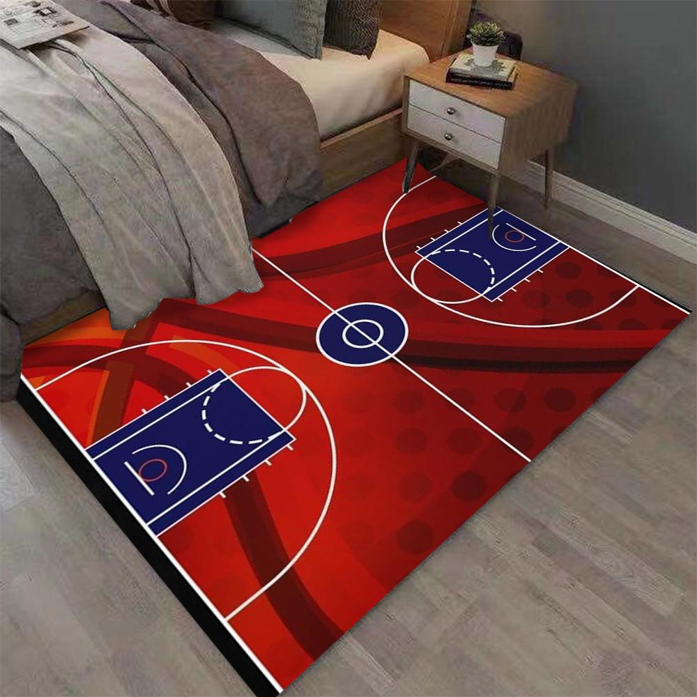 Vibrant Basketball Court Style Floor Mat Living Room Bedroom Home Non Slip Floor Mat Living Room Decoration Washable Carpet