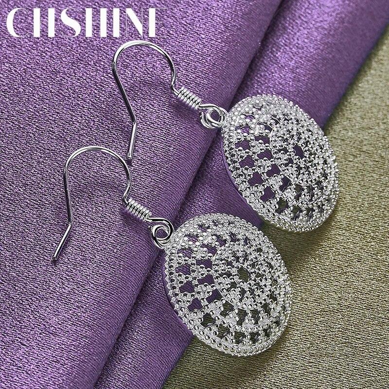 CHSHINE 925 Sterling Silver Round Shield Earrings Charm Jewelry Women's Party Fashion Eardrop