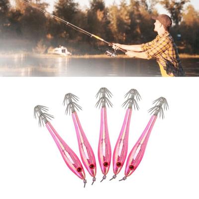 5PCS 9.5cm Squid Jig Lures Glow In Dark Squid Jig Hooks Squid Fishing Lures  Saltwater Fishing