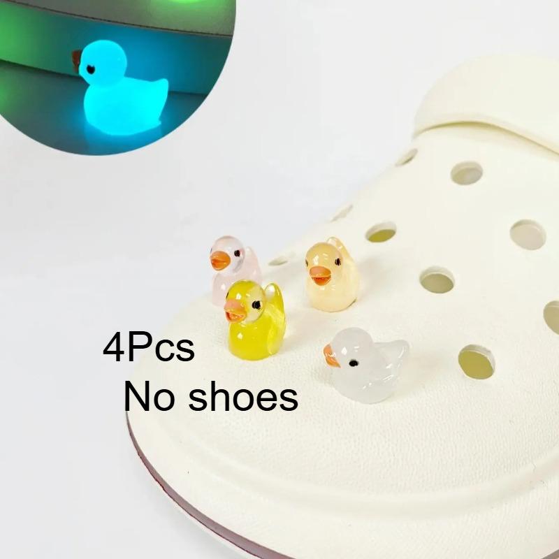 4pcs Duck Design Shoe Decorations, Fashionable Glow In The Dark Accessories For Clogs