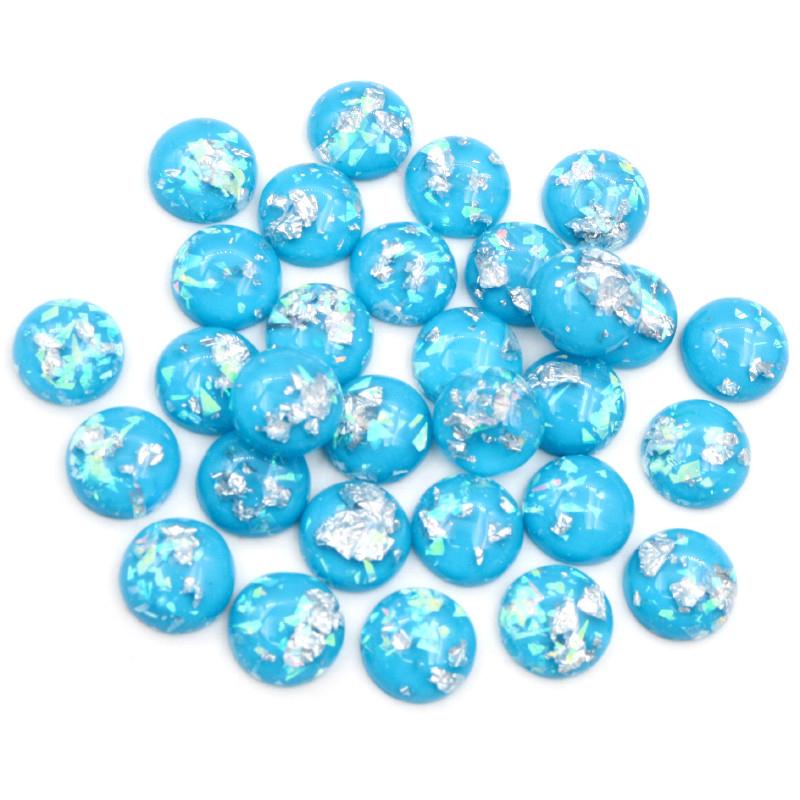 40 Stück 8mm 10mm 12mm Runde Eingebettete Metallfolie Flache Rückseite Harz Cabochons Kuppel DIY Ohrringe Schmuckherstellung Zubehör Fundstücke