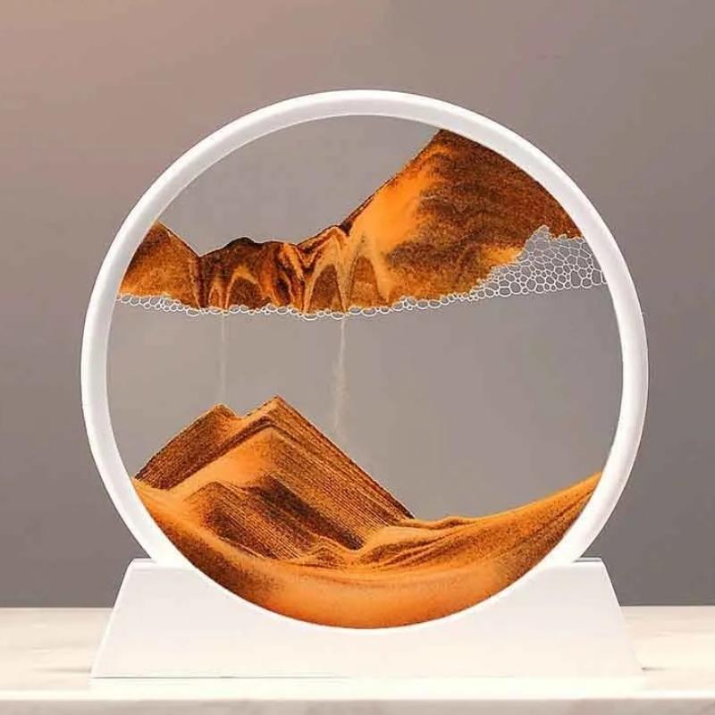 12 inch 3D nisip mișcătoare clepsidra de mare adâncime nisip imagine artă rotundă artizanat din sticlă care curge nisip pictură living decor acasă