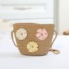 Borsa in paglia con cerniera e fiore per bambina, simpatici accessori per foto, borsa a tracolla intrecciata a mano per bambini, cestino portaoggetti, portamonete, borsa a tracolla