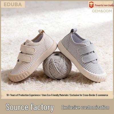 Chaussures en toile à rayures et à scratch: Baskets de printemps unisexes à semelle souple pour enfants