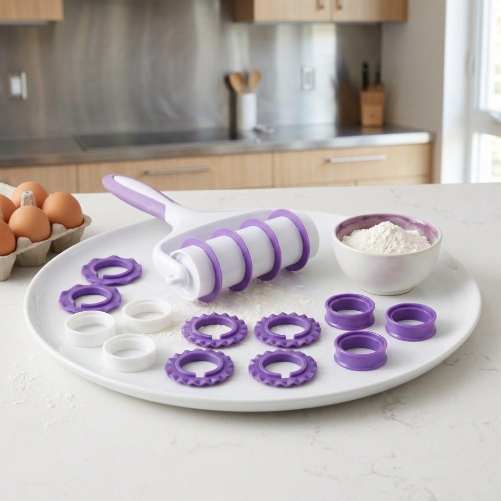 PP Fondant Dough Roller Cutter Lattice Food-Grade Pastry Mold Roller Time-Saver Baking Cake Decorating Tool