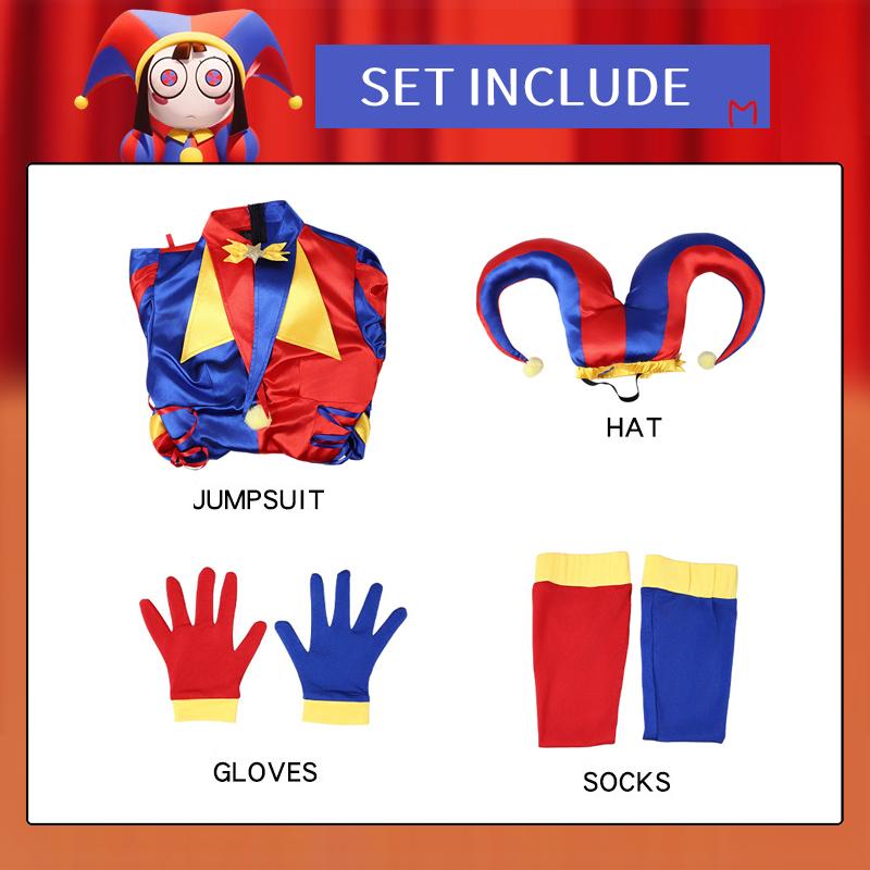 Het Verbazingwekkende Digitale Circus Pomni Cosplay Kostuum Volledige Set Carnaval Uniform Halloween Feest Maskerade voor Vrouwen Spel 120 red