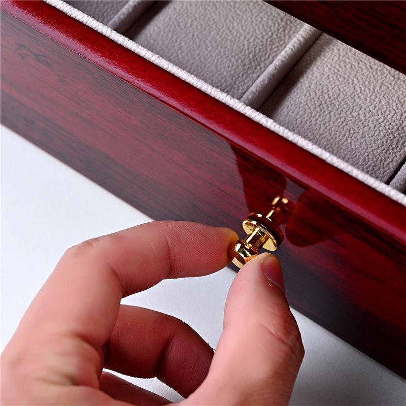 Red Sandalwood Clock & Watch Painted Wooden Box - Double-Layer 2-Position Jewelry & Watch Storage Box