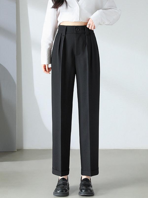 Costume Pantalon Harem Taille Haute pour Femme - Pantalon Cigarette Droit Décontracté Printemps/Été