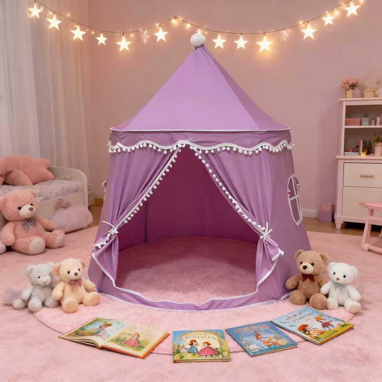

Children s Peach Skin Velvet Yurt Tent - Purple & White Playhouse Castle