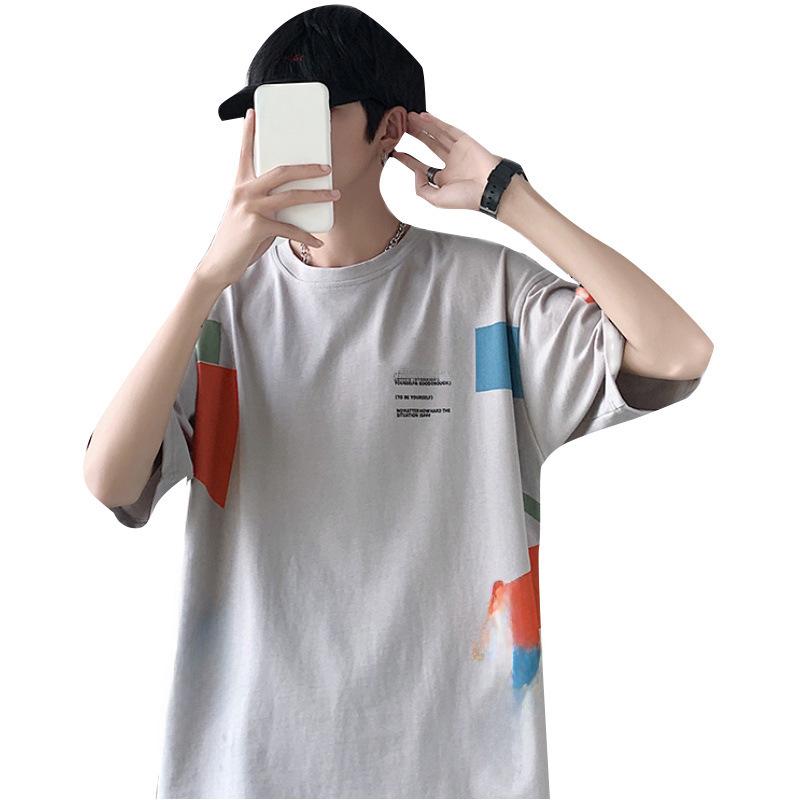 Hong Kong Style Men's Loose Short-Sleeved Harajuku Print T-shirt – Trendy, Versatile Casual Wear