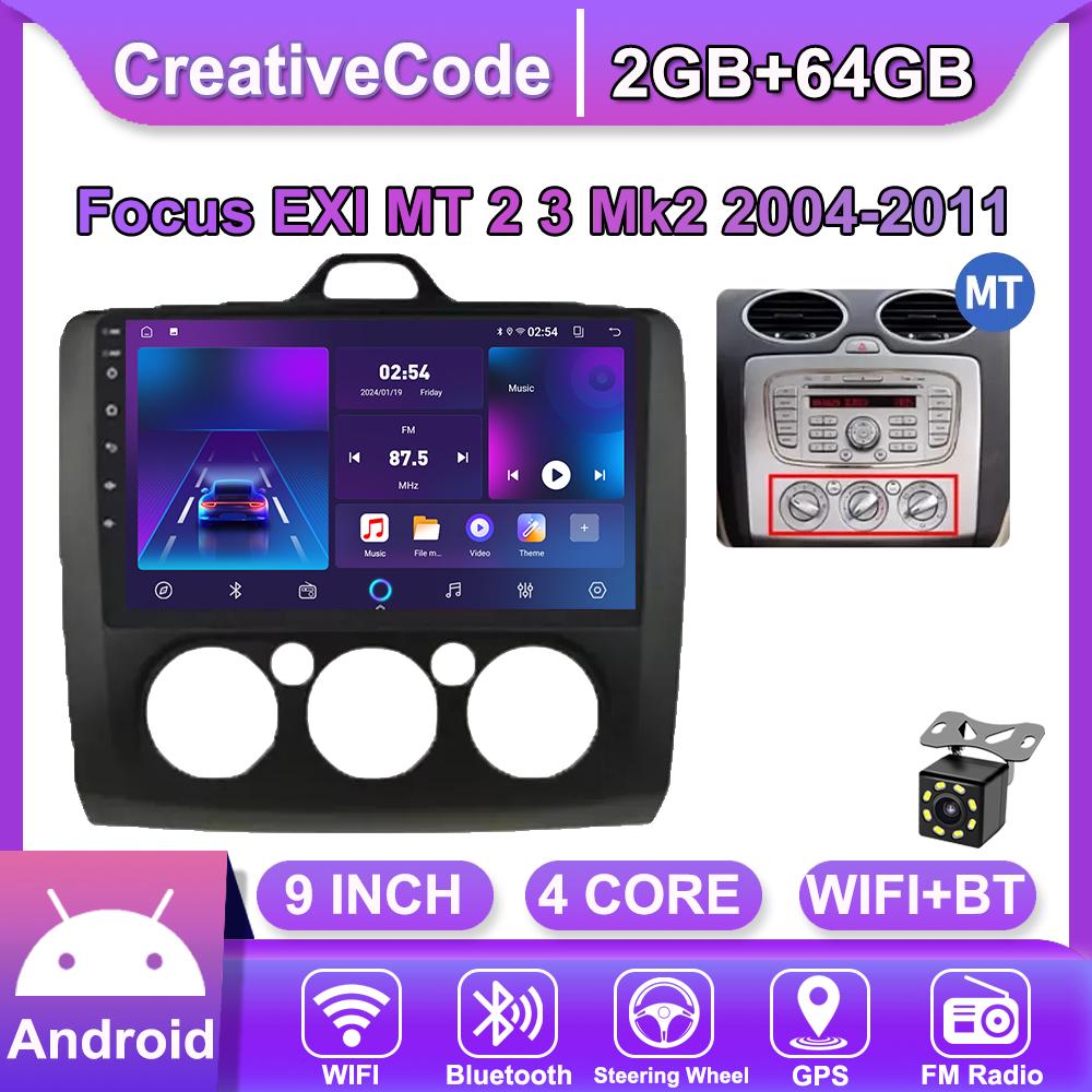 Android Car-Play Car Radio For Focus EXI MT 2 3 Mk2 2004-2011 Multimedia Player Head Unit Stereo GPS Navigation BT WIFI,2+64GB