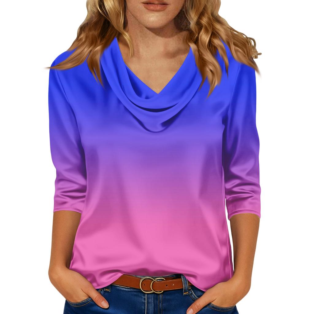 Kadınlar İçin Şık 3/4 Uzun Kollu Gömlekler İş Günlük Kıyafet Üstleri