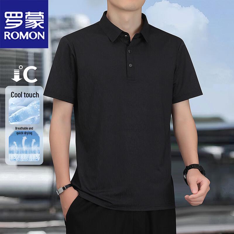 ROMON Men s Short Sleeve POLO T-Shirt 6XL чёрный
