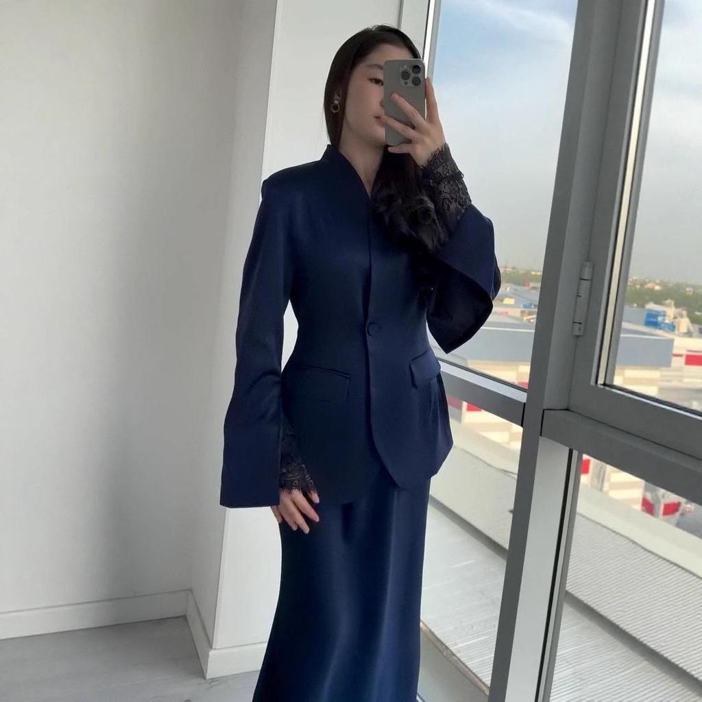 2025 Autumn European & American Women's Professional Long-Sleeve Cardigan Suit Two-Piece