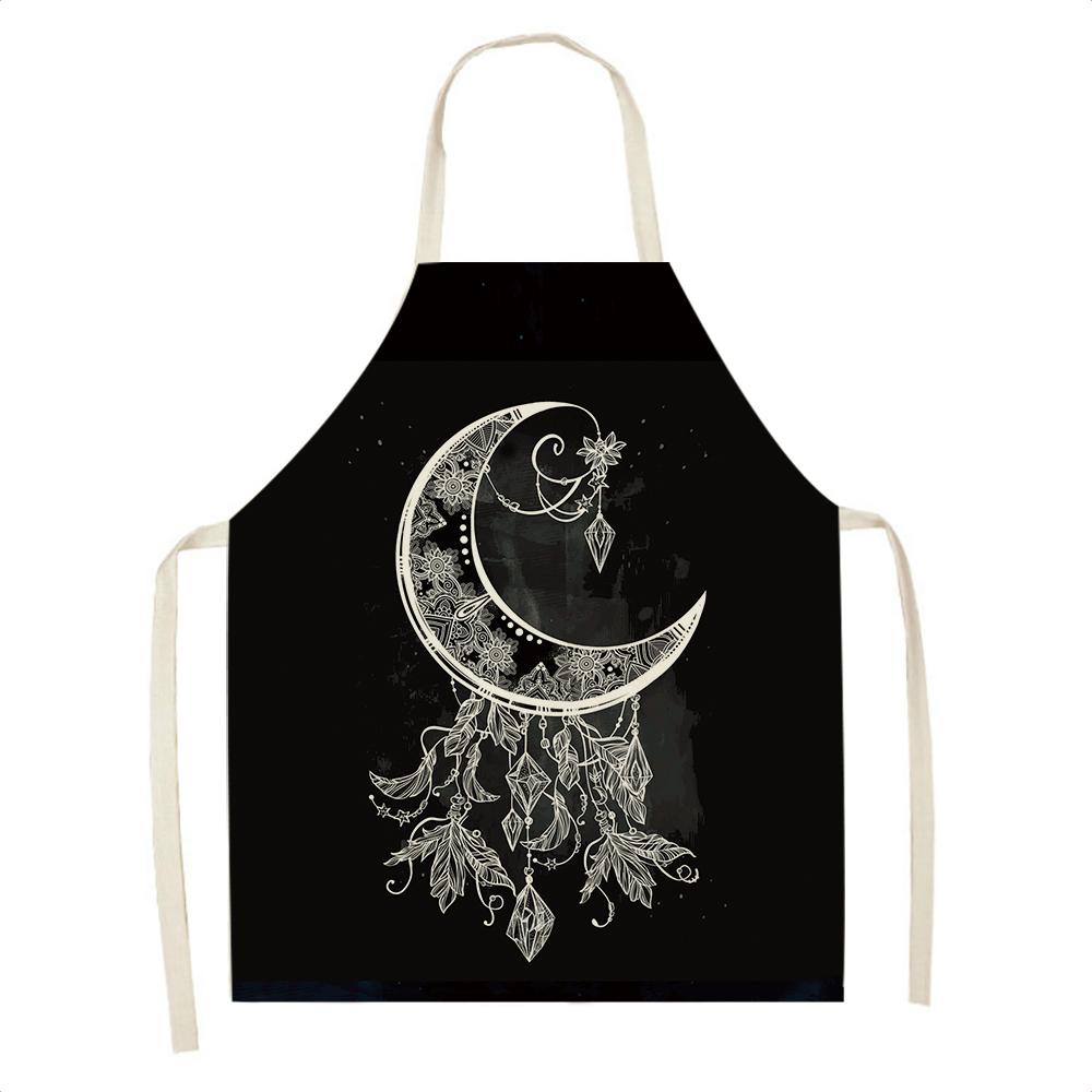 

Новый хлопковый льняной фартук «Ловец снов» с трафаретной печатью, женский семейный повседневный кухонный маслостойкий нагрудник для выпечки и приготовления пищи 68x55cm