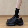 Retro British Style Round Head Thick-soled Small Leather Shoes Autumn and Winter Muffin Bottom Middle Mouth One Pedal Single Shoes Loafers