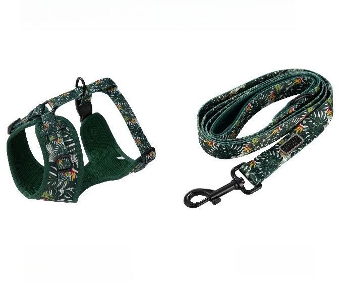 Jacquard harness pet leash bow tie set Dog leash set Pet dog collar