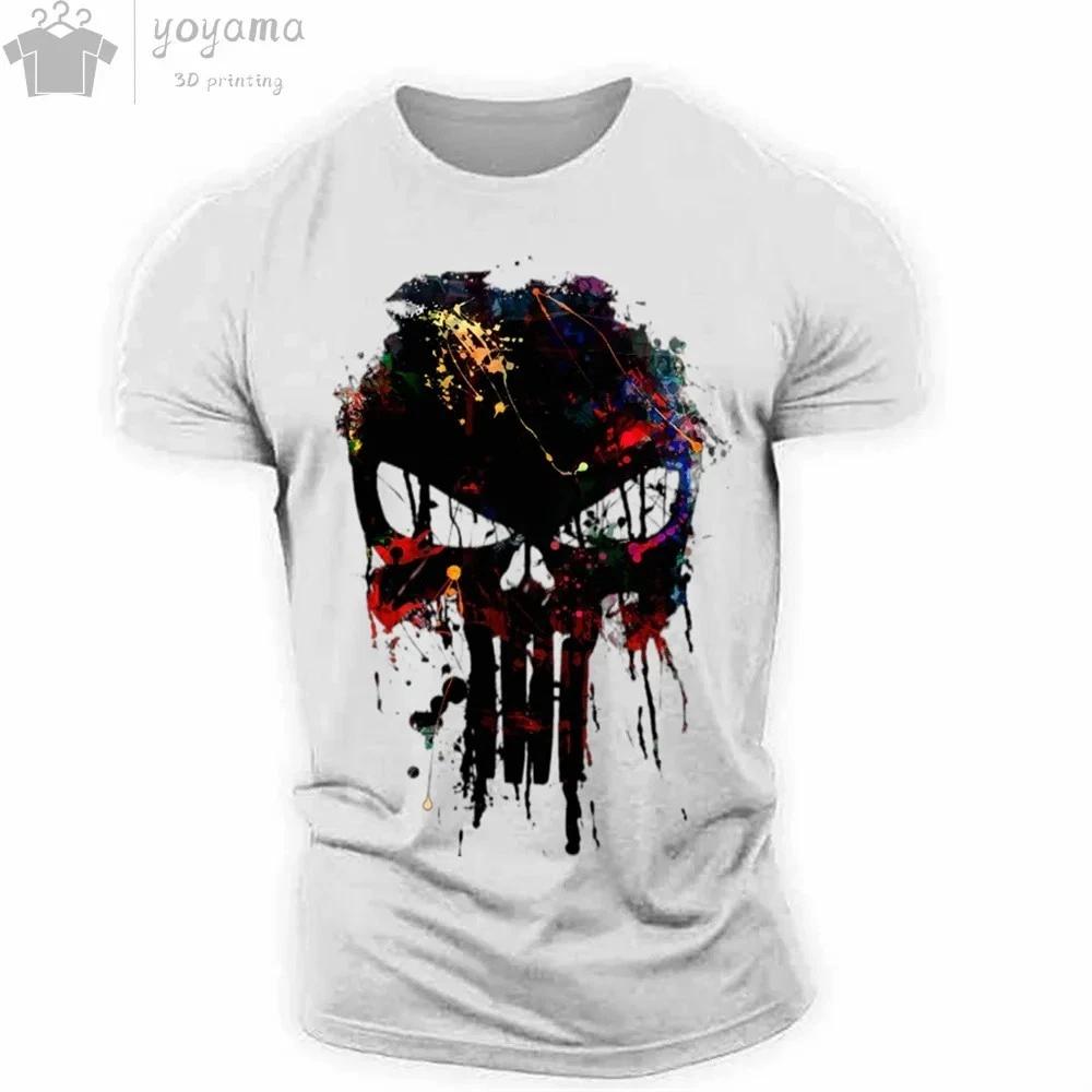 The Punisher T-Shirt Mens 3D Print Tee Military Patriotic Skull Streetwear Shirt