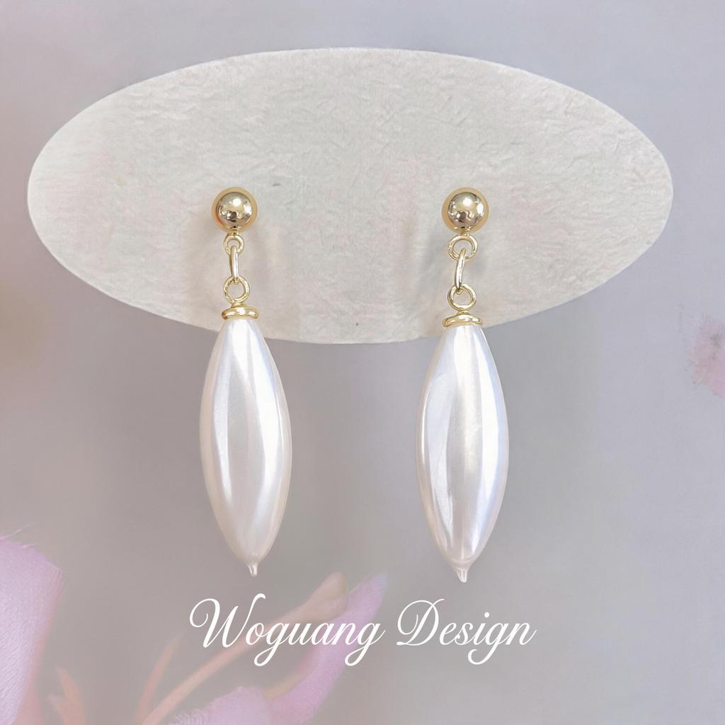 Soft Pearl Earrings with Diamond Shaped Pearl Earrings, Court Style Retro and Fashionable Earrings, with A Niche Temperament